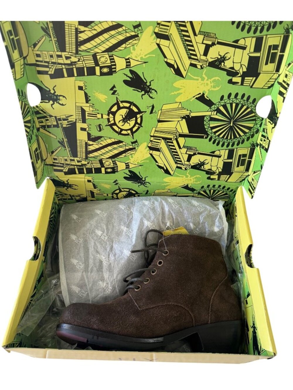 Fly London Mesu780fly Size 37 Oil Cow Suede Sludge Bootie NWB US 6.5/7 - Picture 2 of 15